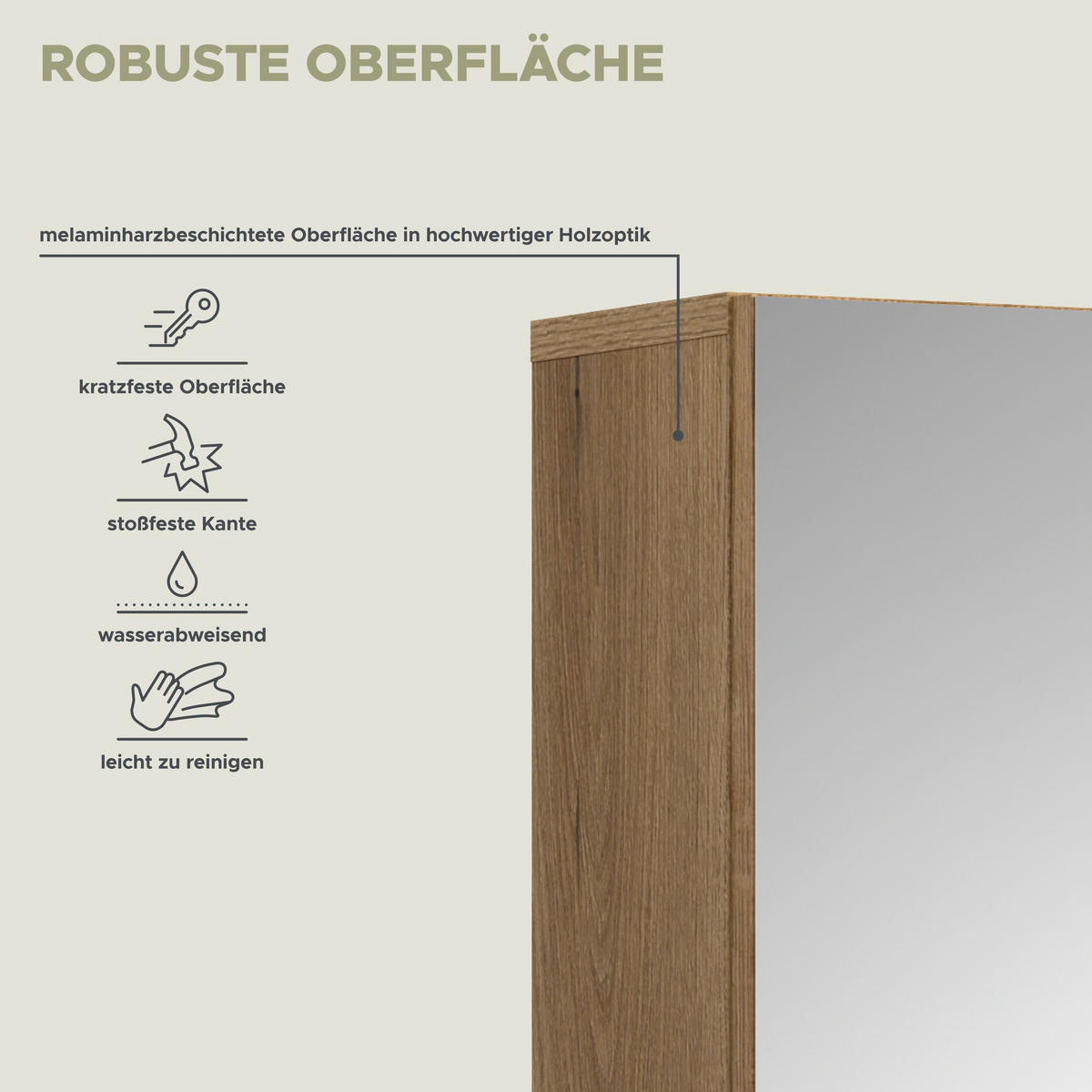 SPIEGELSCHRANK AQUA (B/H/T: ca. 60/74/18 cm) in Evoke Oak Nachbildung/Evoke Oak Nachbildung - Eichefarben, Holzwerkstoff (60/74/18cm)
