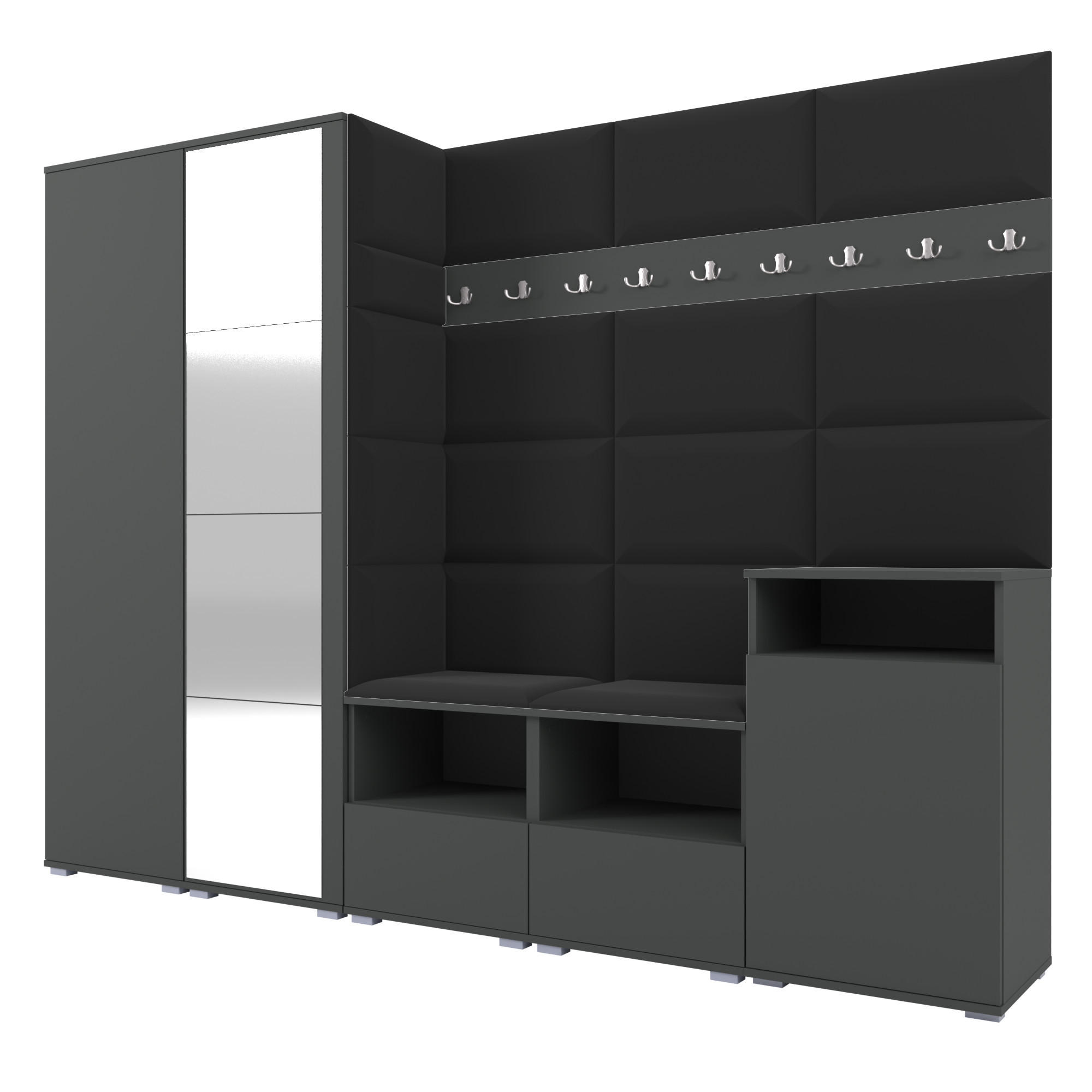 Ravio Garderobe Graphit, Schwarz 250x187x40 cm