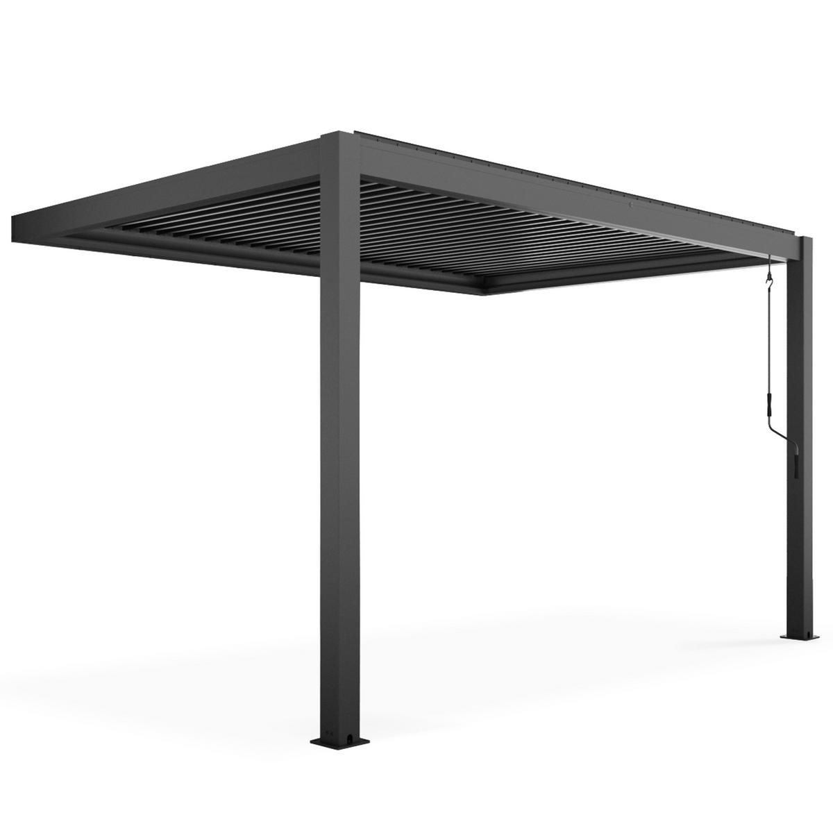 PERGOLA 3x4 m, Grau - Grau, Metall (281/257/403cm) - Oviala