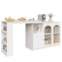 BARSCHRANK 360° drehbar & weiß mit glastüren & flexiblem bartisch - Weiß, Holzwerkstoff (40/120/97cm) - Urban Meuble