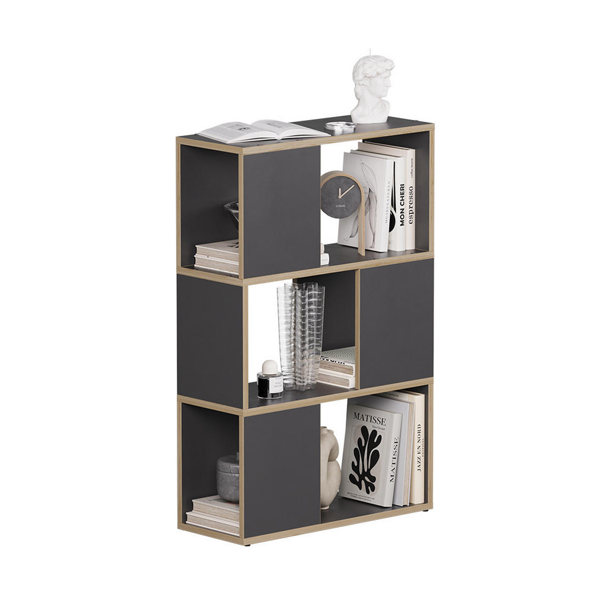 RAUMTEILER Eneos Anthrazit/Eiche 60 x 94 cm - Eichefarben/Anthrazit, Holzwerkstoff (60/94/24cm) - Vicco