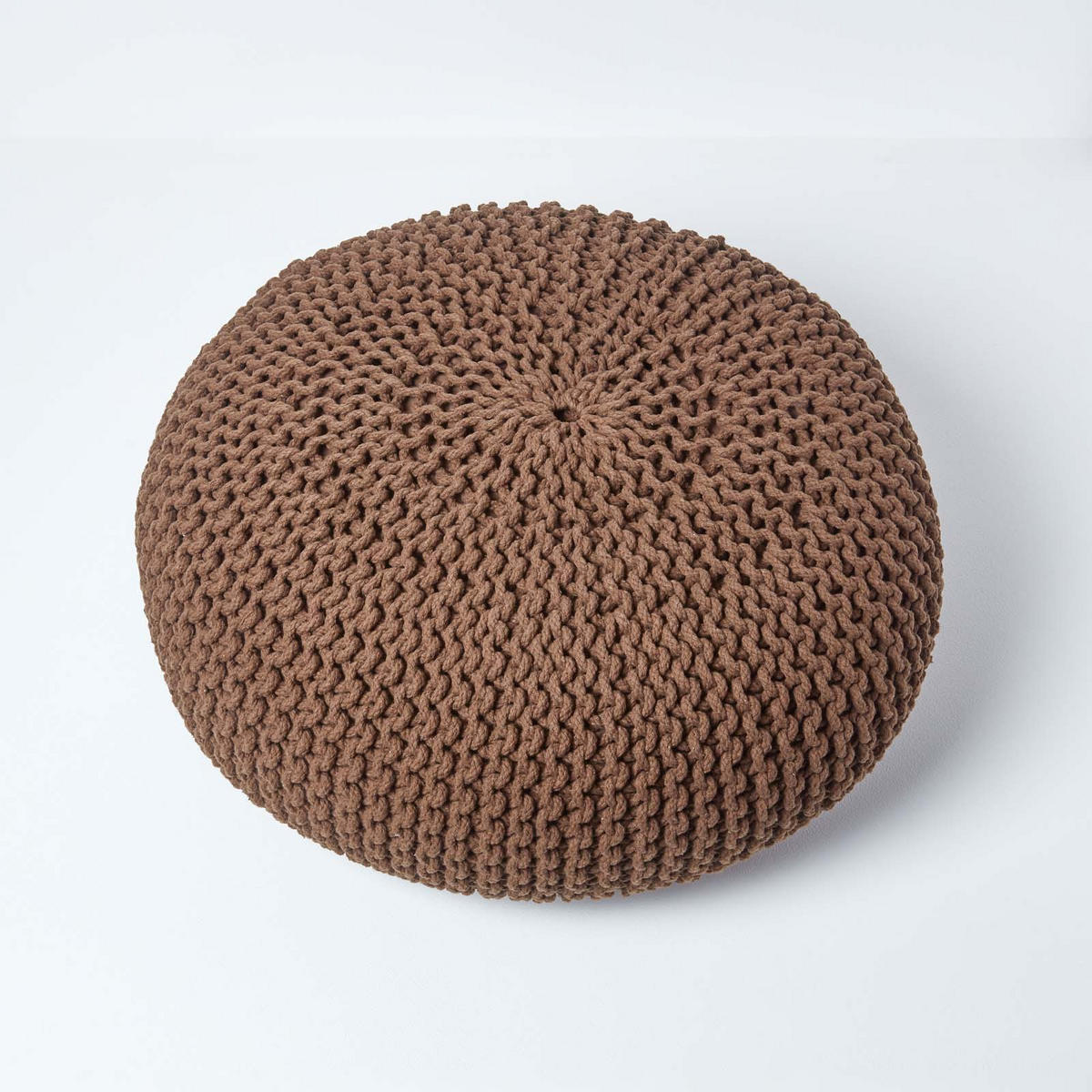 STRICK-POUF braun, Bodenkissen rund 70/70/23 cm - Braun, Textil (70/23/70cm) - Homescapes