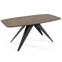 ESSTISCH Ferini, Ovaler Tisch mit Ausziehfunktion, 160-200x80 cm, Schwarz+Dunkelgrau Chicago Concrete - Schwarz/Grau, Metall (160/80/76cm) - Beautysofa