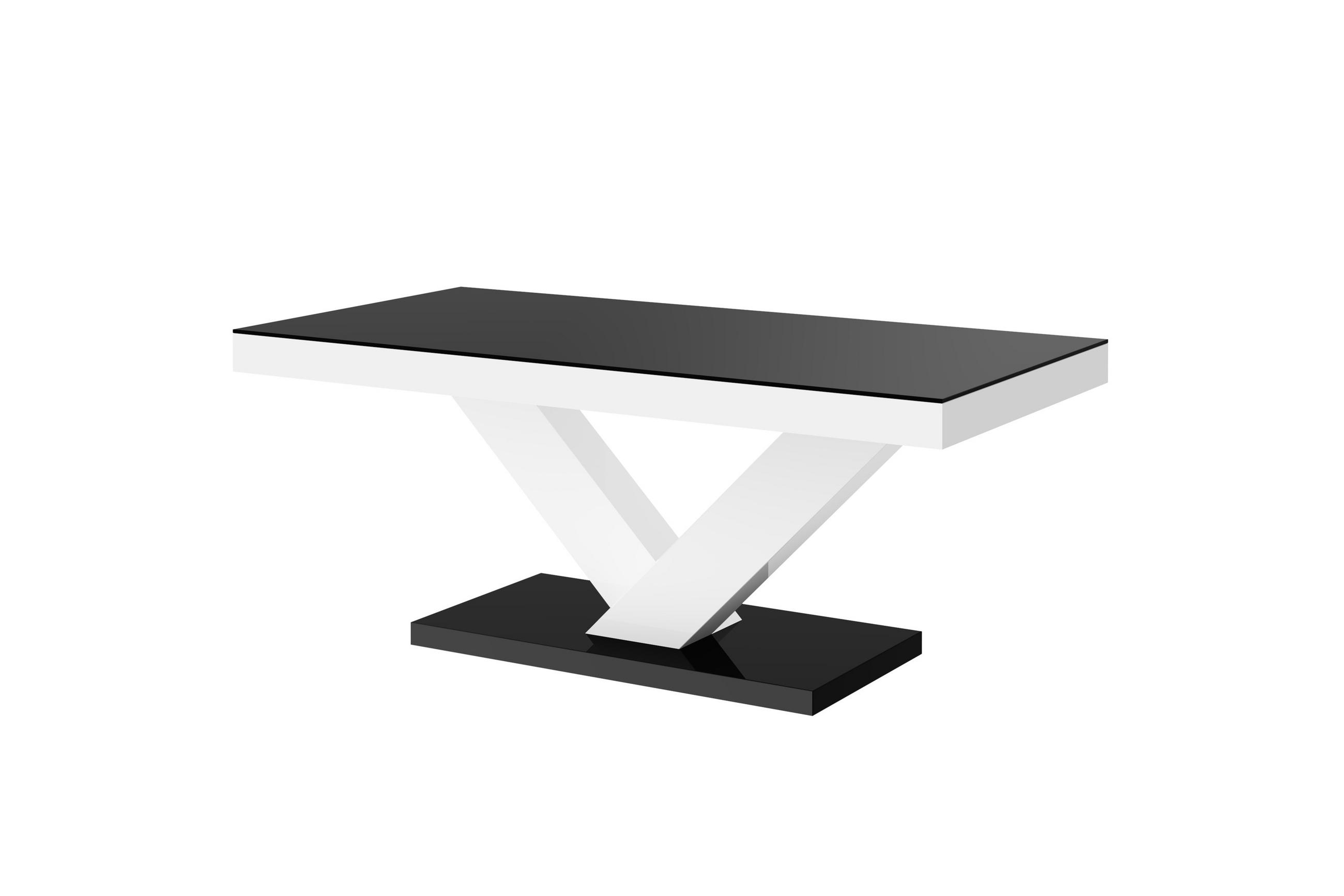 COUCHTISCH rechteckig Schwarz Weiß Hochglanz 120/60/49 cm - Schwarz Hochglanz/Weiß Hochglanz, Holzwerkstoff (60/120/49cm)