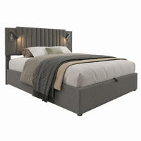 POLSTERBETT mit Bettkasten 140x200 cm Grau mit USB und Leselicht - Grau, Metall (140/200cm) - Meubliv