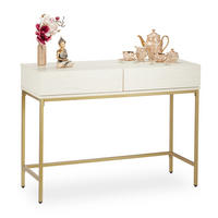 KONSOLENTISCH Gold Weiß 2 Schubladen - Multicolor, Holzwerkstoff/Metall (40/110.5/80.5cm) - Relaxdays