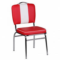 ESSZIMMERSTUHL Kunstleder mit Metallgestell Retro 50-er Jahre gepolstert, Rot 47x45x90 cm - Rot/Silberfarben, Kunststoff/Textil (47/90/45cm) - KADIMA DESIGN