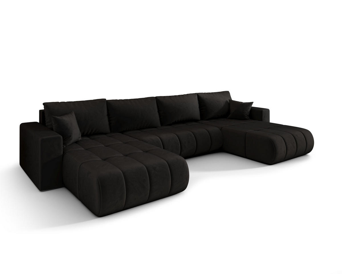 ECKSOFA mit schlaffunktion und bettkasten MILO U PREMIUM, stoff MONOLITH, Anthrazit - Anthrazit, Holz (384/190cm) - Kaiser Möbel