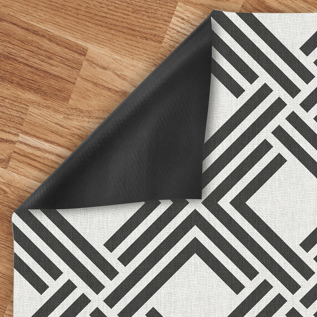 TEPPICH Premium en Vinyle Schwarze Linien 140x200 cm - Schwarz, Kunststoff (140/200cm) - STORESDECO