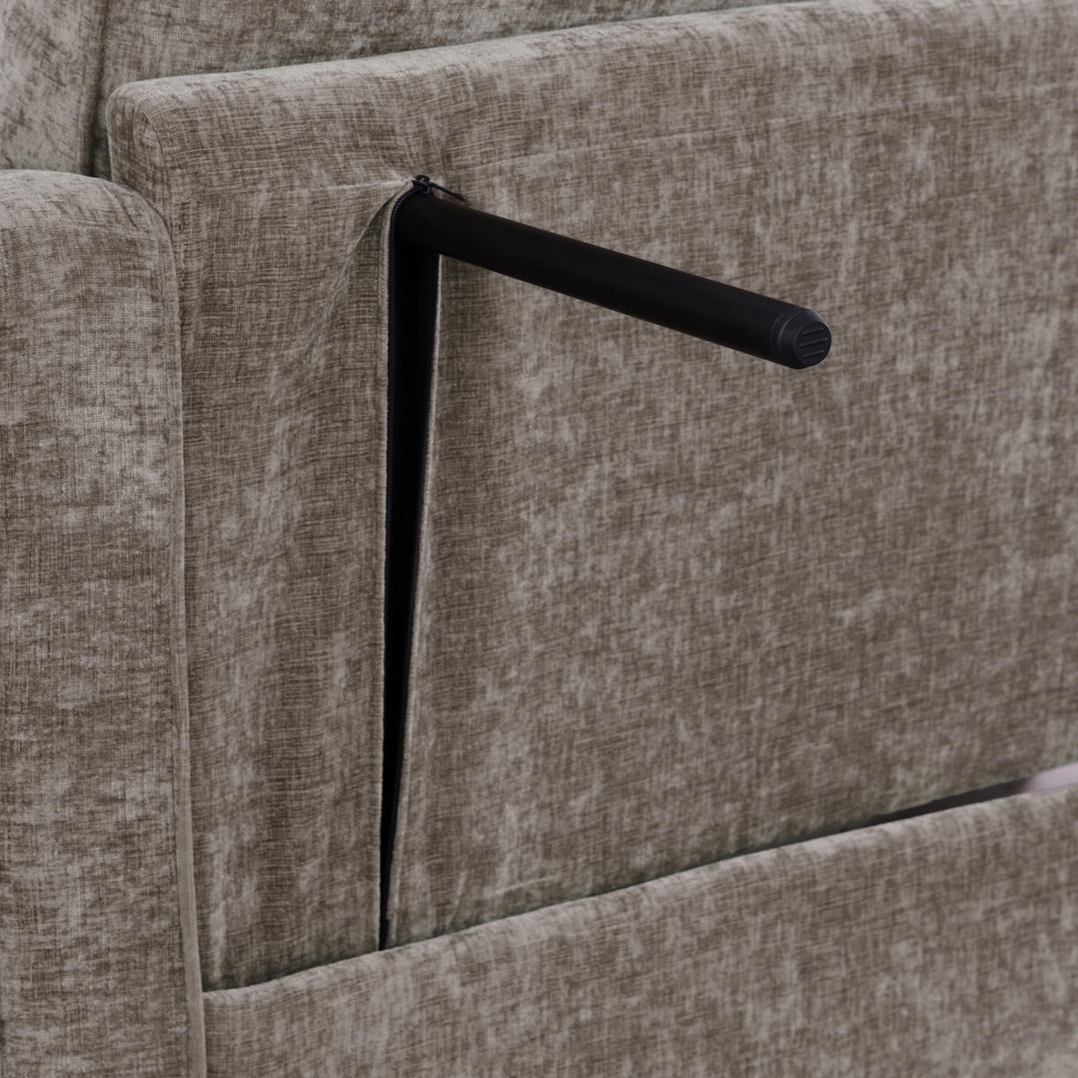 SOFA Chenille Braun mit Bettfunktion und Hocker - Braun, Holzwerkstoff/Kunststoff (132/93/129cm) - WISHDOR