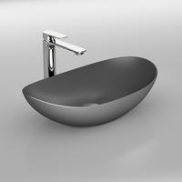 WASCHBECKEN Oval Keramik Mattgrau 61,5 / 36 / 15,5 cm - Grau, Keramik (36/15.5/61.5cm) - EMKE