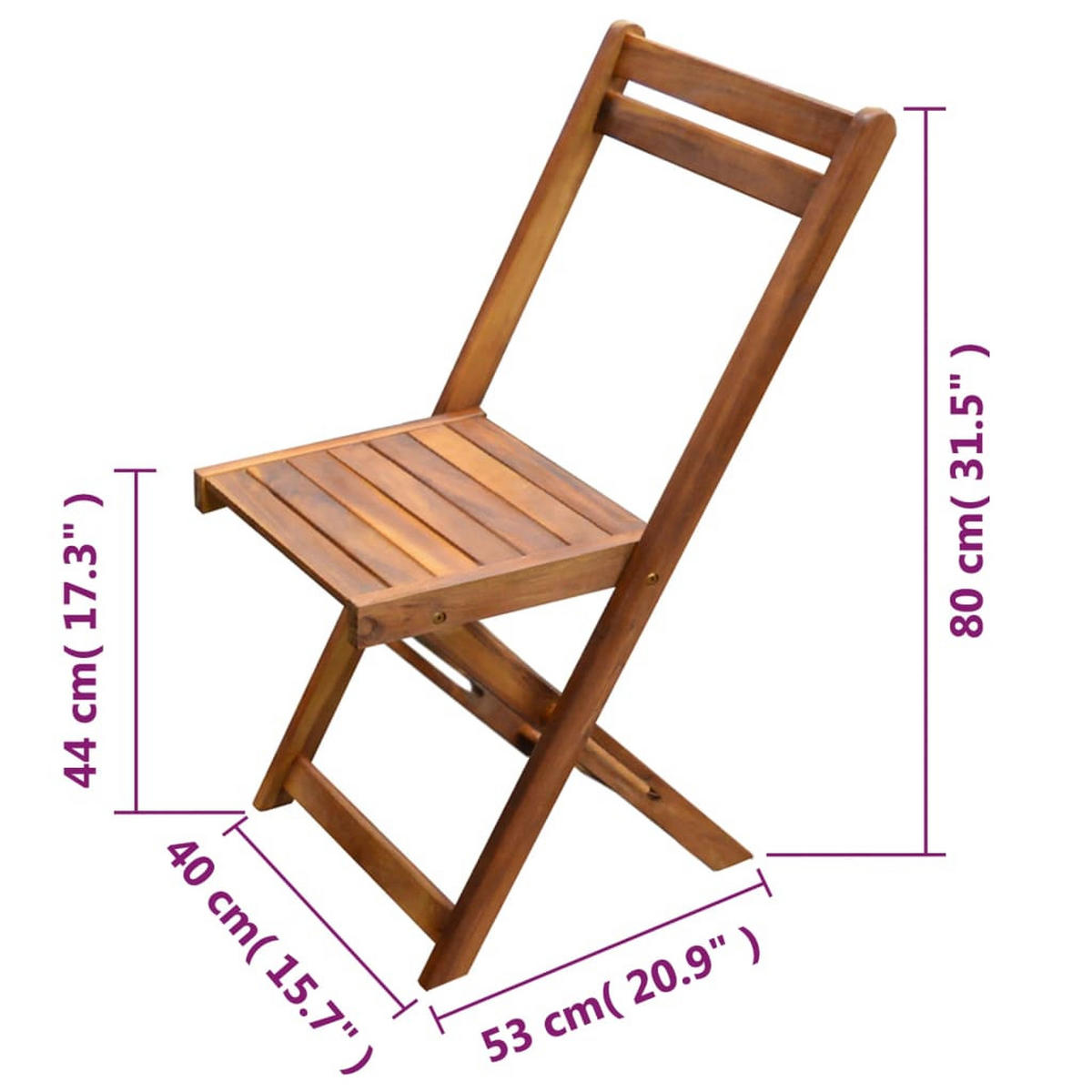 BISTRO-SET 3Er Set Klappbar Massivholz Akazie - Braun, Holz - vidaXL