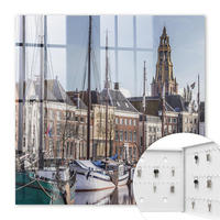 SCHLÜSSELBOX Weiß 30x30 cm – Türöffnung nach rechts - Segel auf dem Wasser - Blau, Metall (30/30/5cm) - TULUP