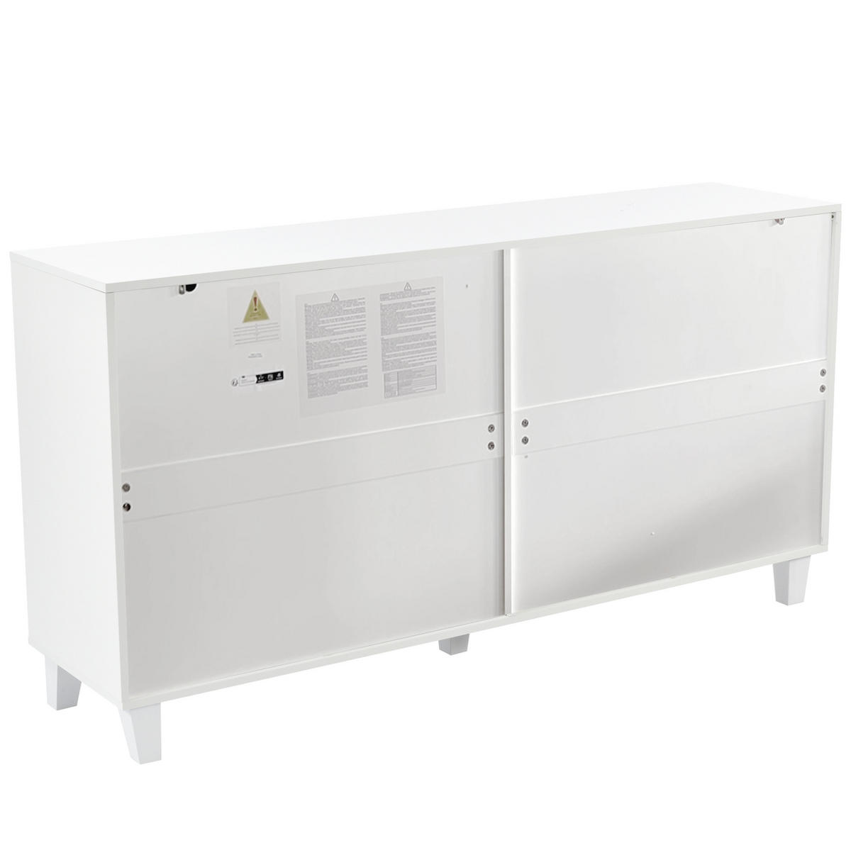 ANRICHTE 160/40/84 cm in Weiß mit 4 Türen und verspiegelter Front - Weiß, Holzwerkstoff (160/84/40cm) - Flora Grace