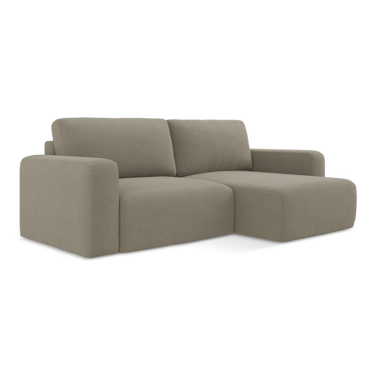 ECKSOFA mit Schlaffunktion rechts Strukturstoff Stoff Beige - Beige/Schwarz, Kunststoff/Textil (244/149cm) - LaMiaSofa