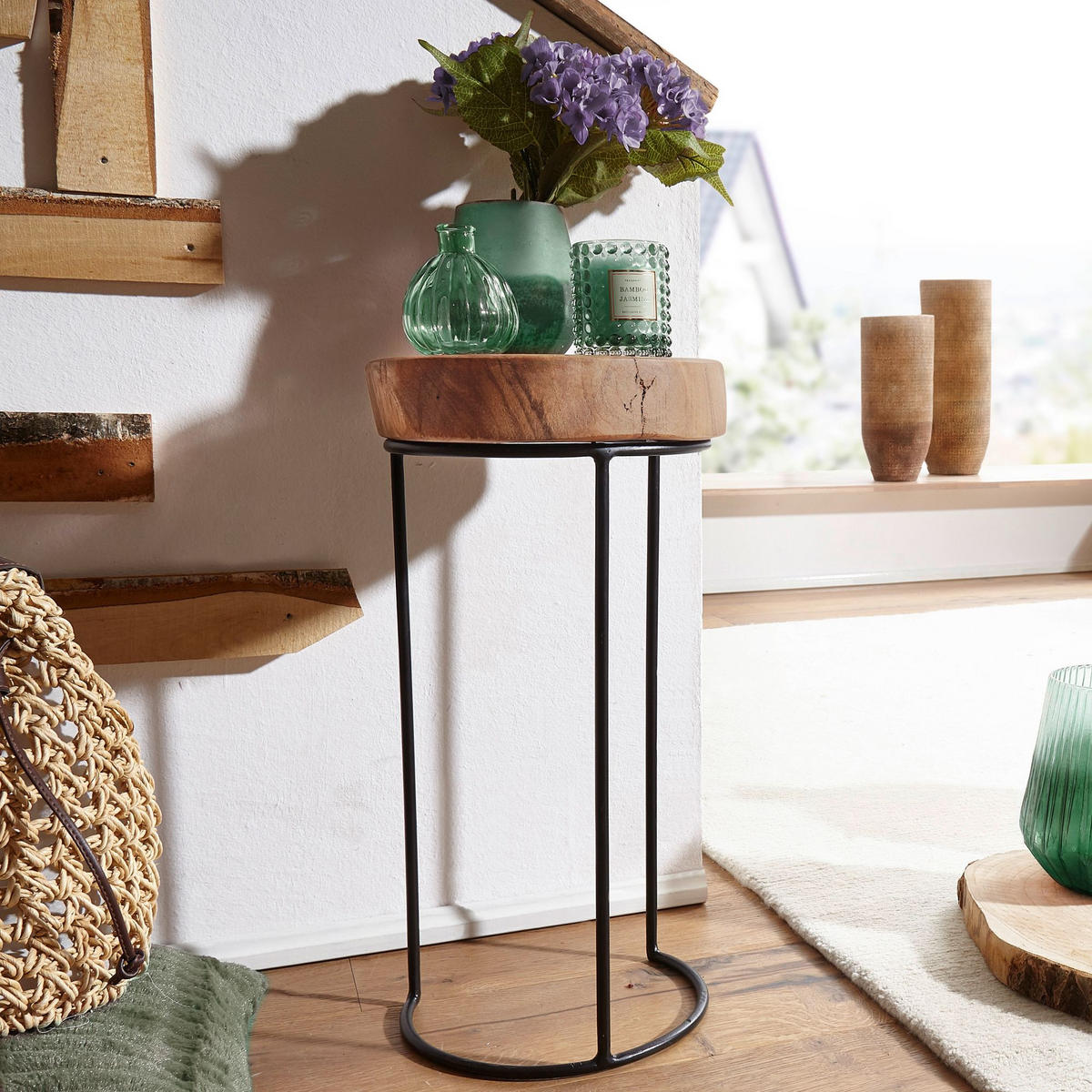 COUCHTISCH MEPA Akazie Baumstamm - Akaziefarben, Holz (28/28/55cm) - tinkaro