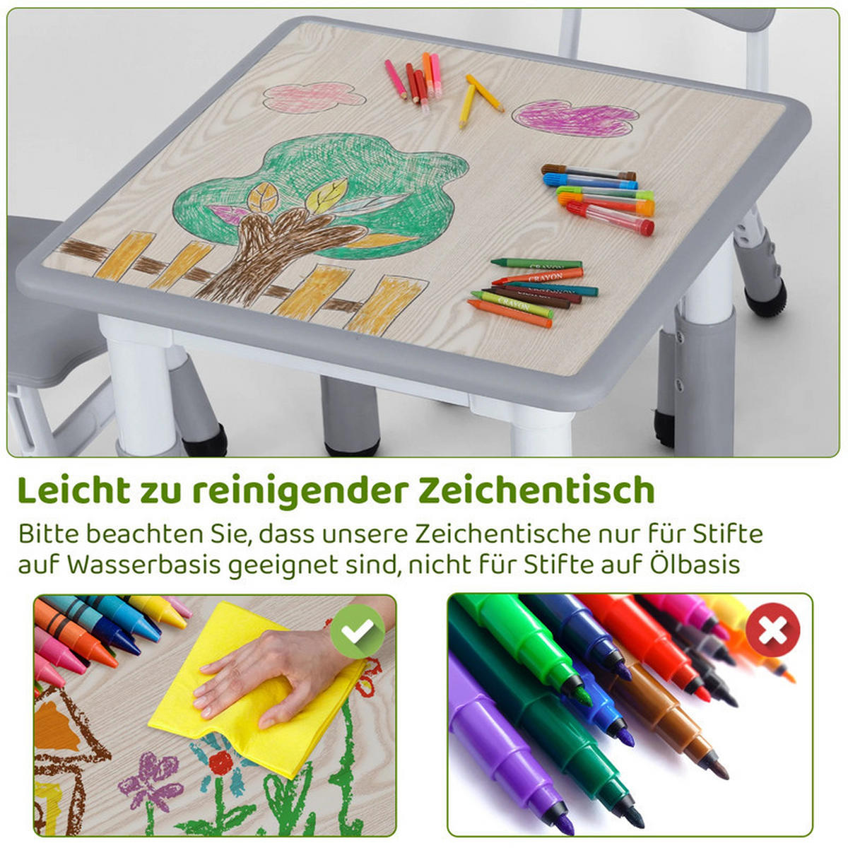 KINDERSITZGRUPPE Hellgrau Höhenverstellbar - Grau, Kunststoff (60/48/60cm) - Bextsrack