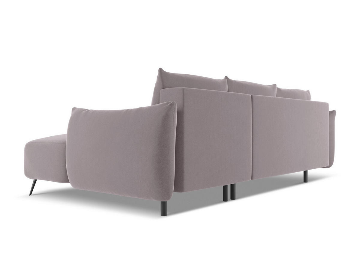 ECKSOFA mit Schlaffunktion Samt Stoff Violett - Lila/Flieder, Textil/Metall (242/162cm) - Makamii