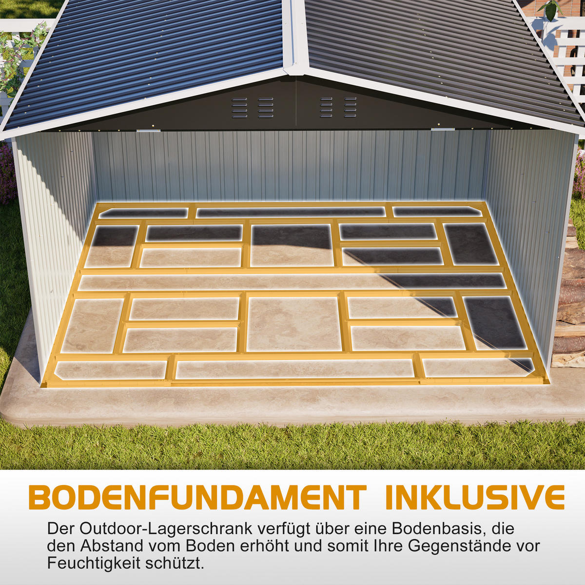 GERÄTESCHUPPEN SATTELDACH 300x252x191 cm Anthrazit - Grau, Metall (252/191/300cm) - ComfortXL