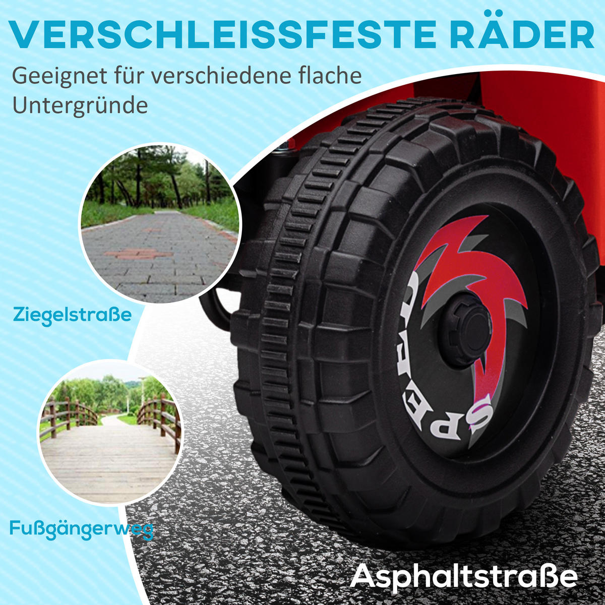 KINDERQUAD Kinder Elektro-Quad 6V Elektroauto mit Anhänger, 2,5 km/h Metall Rot - Rot, Metall (106/41.5/48.5cm) - HOMCOM