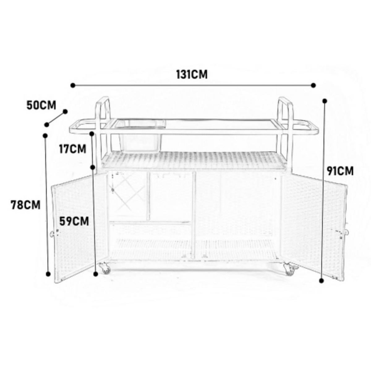 SERVIERWAGEN Küchenwagen,Outdoor Kücheninsel,Ratten,Schwarz - Schwarz, Metall (131/78/50cm) - LVHOM