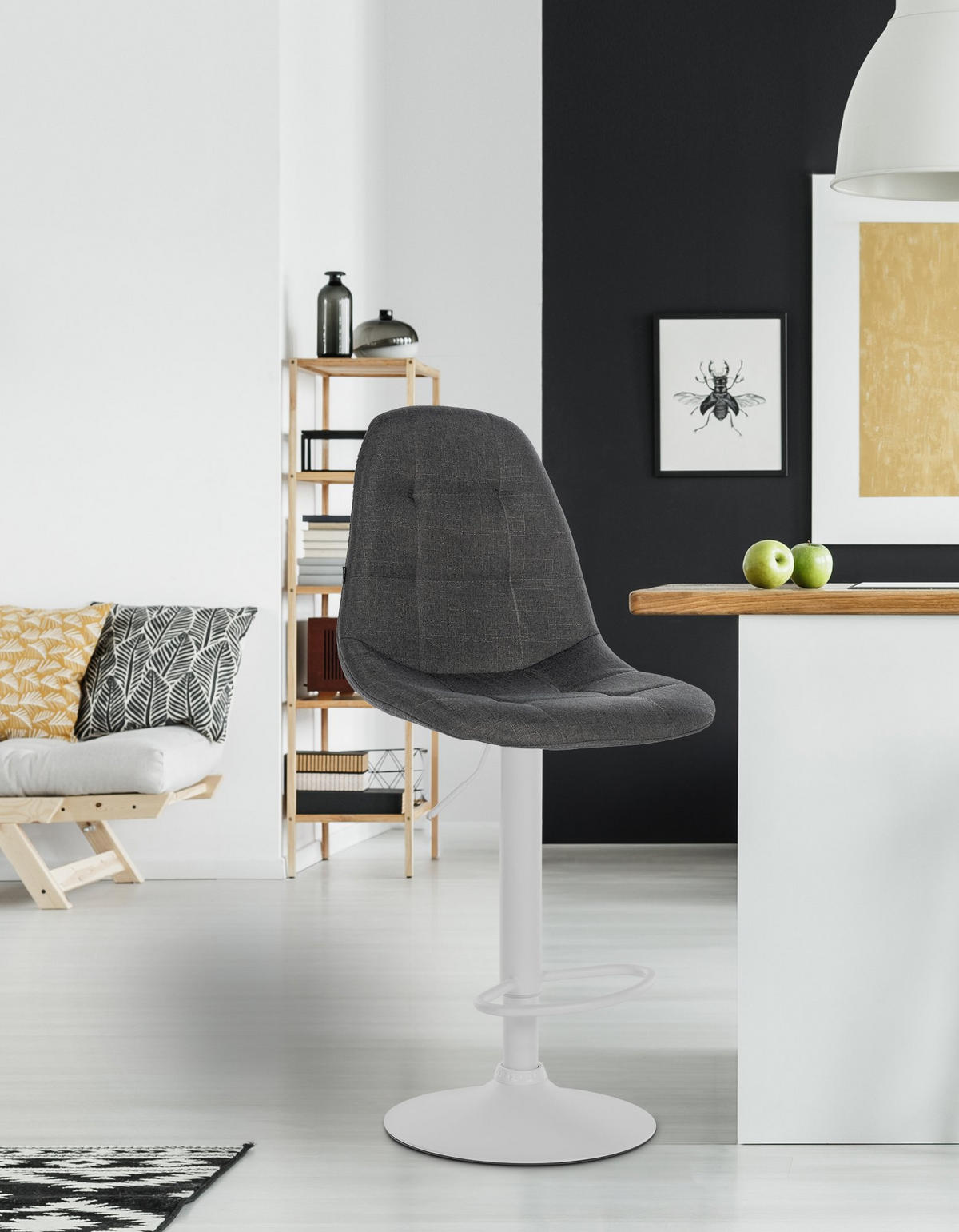 BARHOCKER Metall dunkelgrau - Dunkelgrau, Textil/Metall (47/99/56cm) - CLP