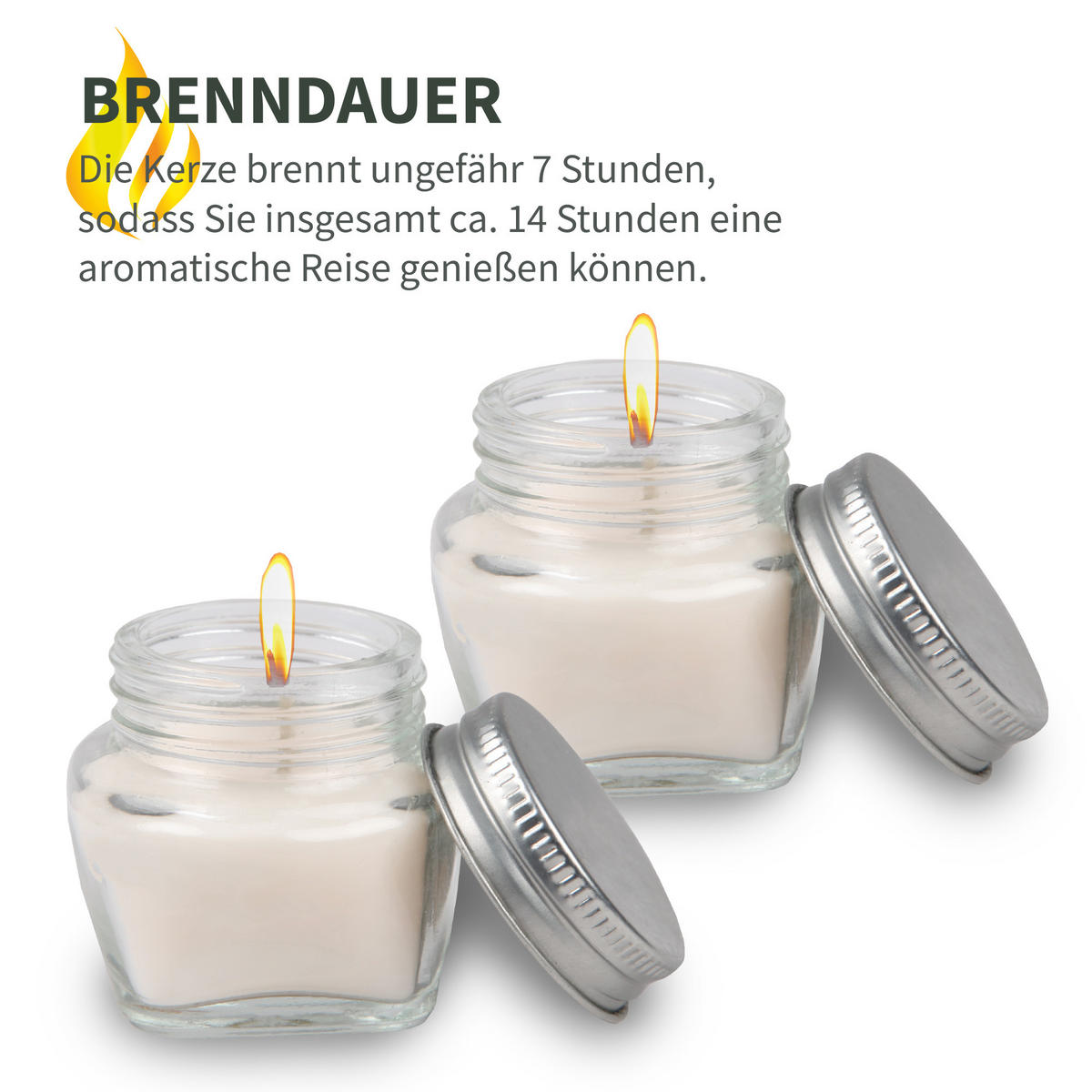 DUFTKERZE im Glas "Forrest Walk" mit Deckel, 2er Pack mit je ca. 7 Std. Brenndauer, Ø6cm, Raumduft als Geschenk und Dekoration - Weiß, Glas (6/5cm) - HS Candle