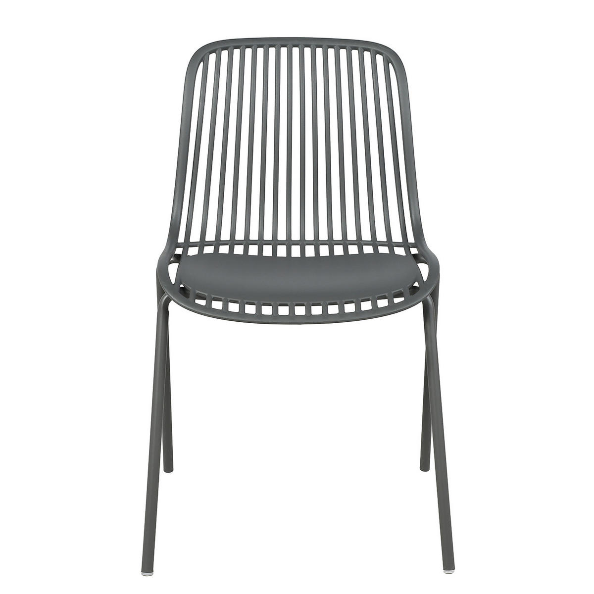 GARTENSTUHL - 4er-Set - Stahl / Polypropylen - Anthrazit, Kunststoff/Metall (51/82/54cm) - home24