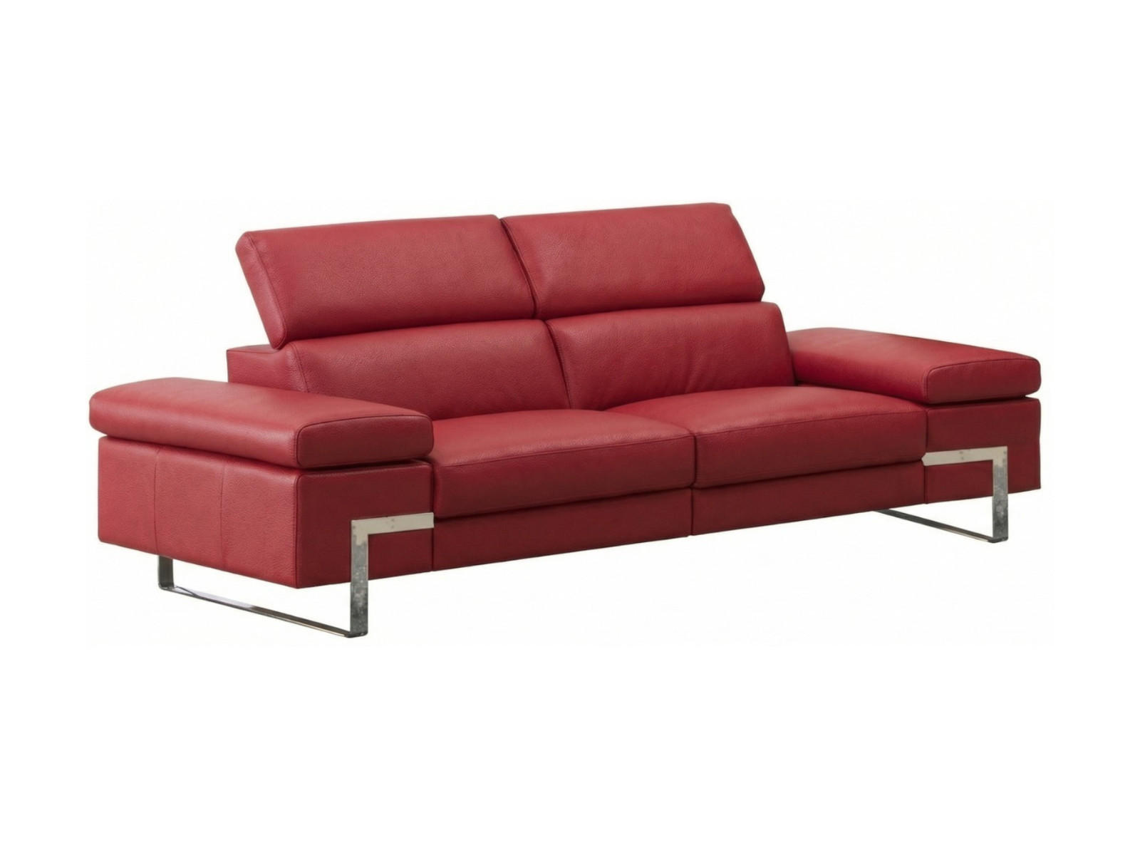 3-SITZER Sofa Opera Echtleder Rot - Rot, Leder/Metall (223/75/109cm)