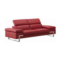 3-SITZER Sofa Opera Echtleder Rot - Rot, Leder/Metall (223/75/109cm)