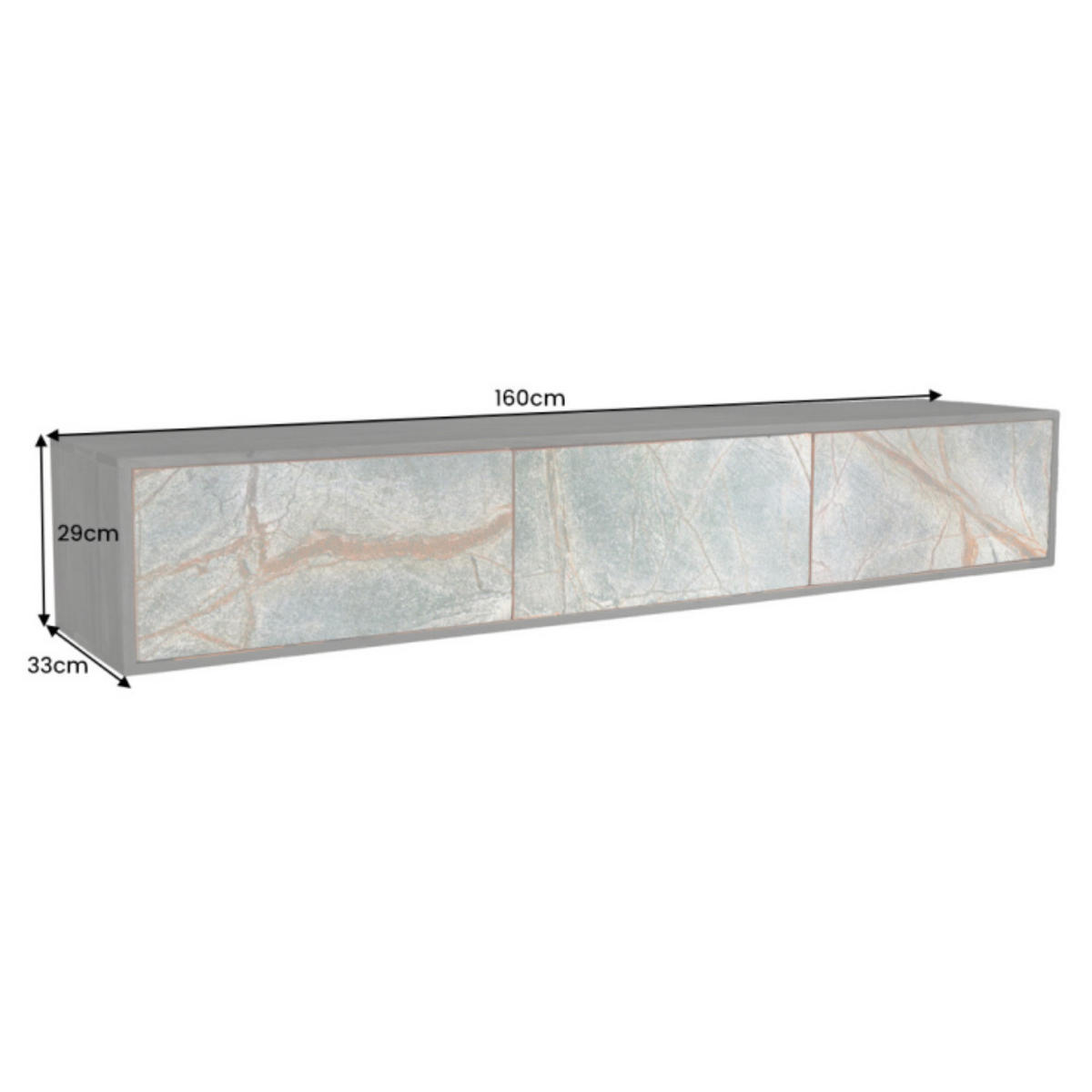 TV-LOWBOARD MOUNTAIN SOUL Akazie 160cm - Multicolor/Schwarz, Holz/Stein (160/29/33cm) - riess-ambiente