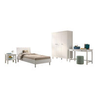 JUGENDZIMMER SET 90x200 Keeley Buche Weiß Holz Schrank Tisch - Weiß, Holz (55/190/146cm) - 58aufmkessel