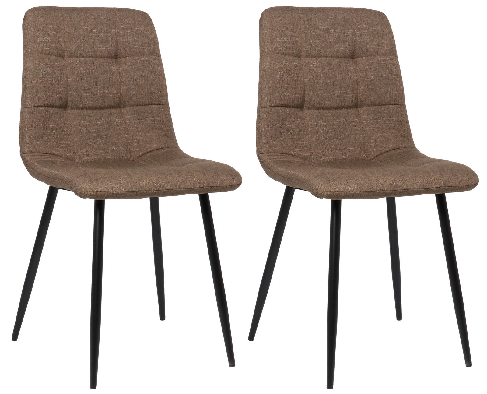 ESSZIMMERSTUHL Till, 2er Set Stoff, Gestell Metall matt Schwarz Braun - Schwarz/Braun, Textil/Metall (45/88/52cm) - TPFLiving