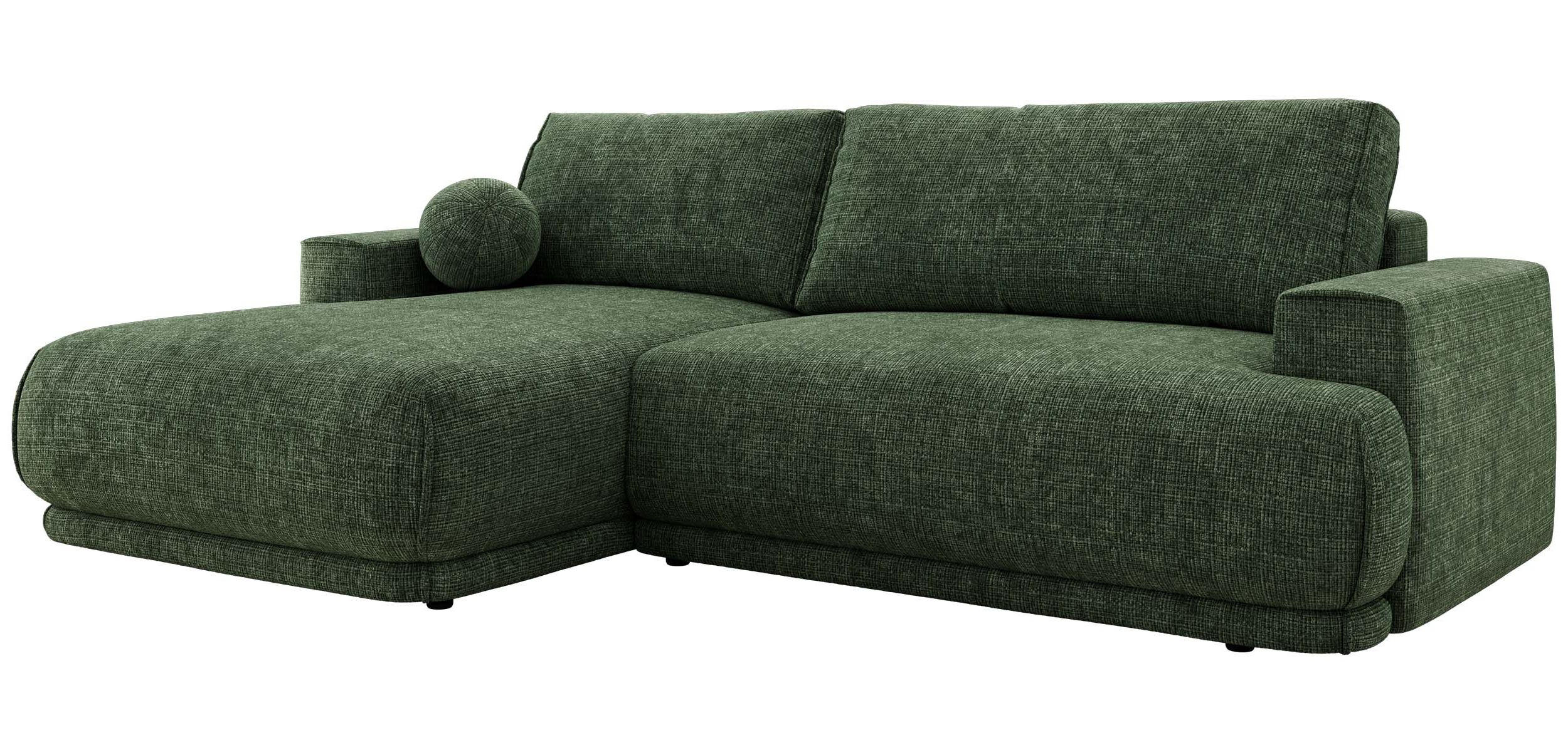 ECKSCHLAFSOFA RINA L Dunkelgrün Schenille grob gewebt - links - Dunkelgrün/Schwarz, Kunststoff/Textil (267/170cm) - MKS
