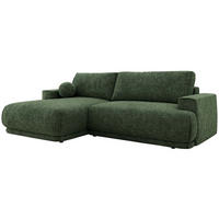 ECKSCHLAFSOFA RINA L Dunkelgrün Schenille grob gewebt - links - Dunkelgrün/Schwarz, Kunststoff/Textil (267/170cm) - MKS
