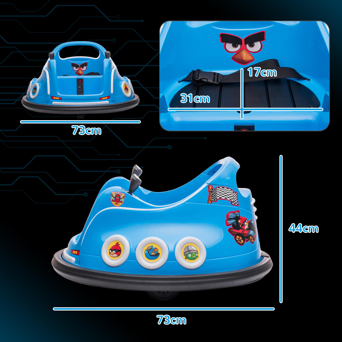 KINDER AUTOSCOOTER, Kunststoff, Metall, Blau - Blau, Kunststoff (73/73/44cm) - AIYAPLAY