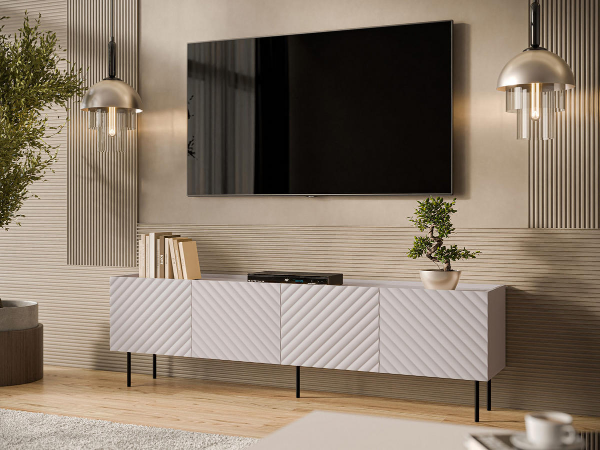 TV-LOWBOARD Lucca 200 4D - Kaschmir/Schwarz, Holz/Holzwerkstoff (200/59/40cm) - MIRJAN24
