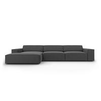 ECKSOFA links Jodie aus Samt grau 4 Sitzplätze - Grau, Textil (166/284cm) - Micadoni