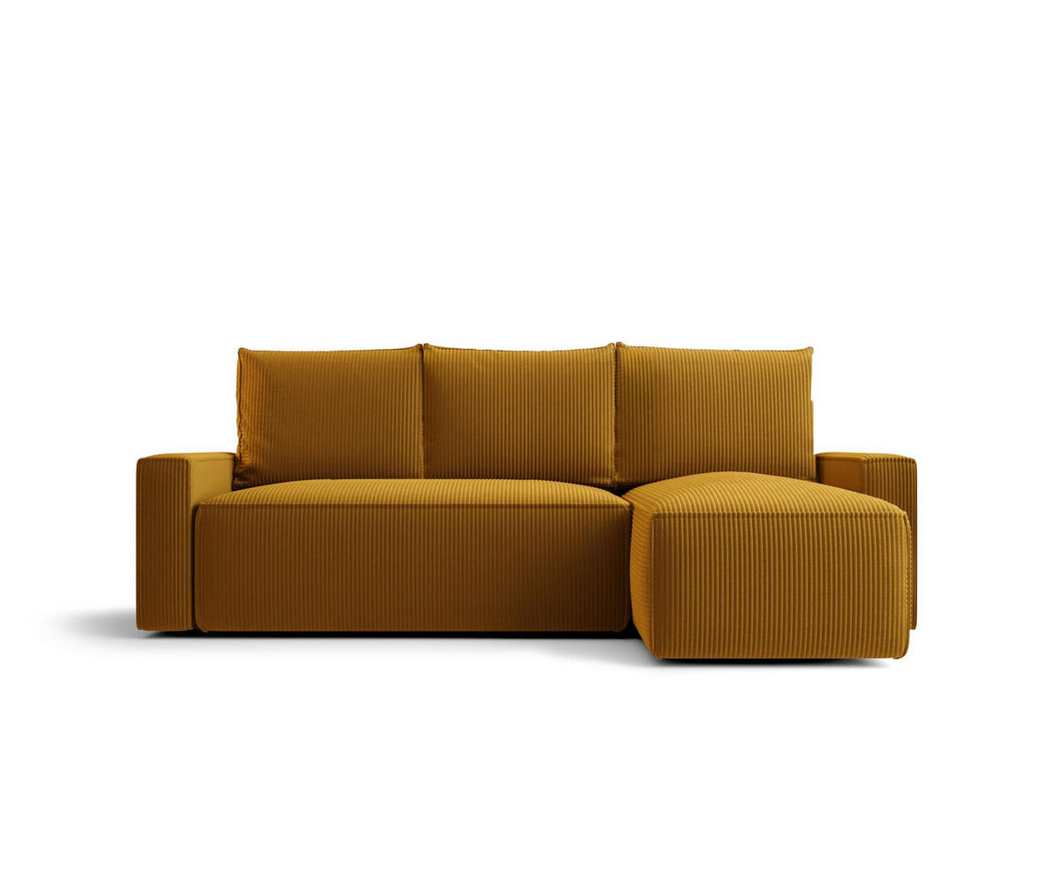 ECKSOFA mit Schlaffunktion SAVIO Poso 01 Rechts - Currygelb, Textil (232/140cm) - Bedante
