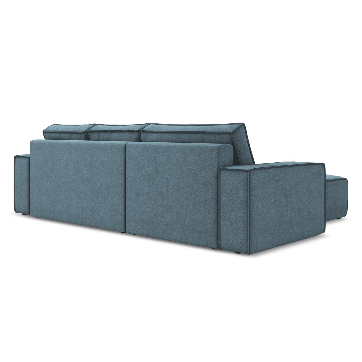ECKSOFA mit Schlaffunktion Strukturstoff Stoff Blau - Blau/Schwarz, Kunststoff/Textil (185/290cm) - Makamii