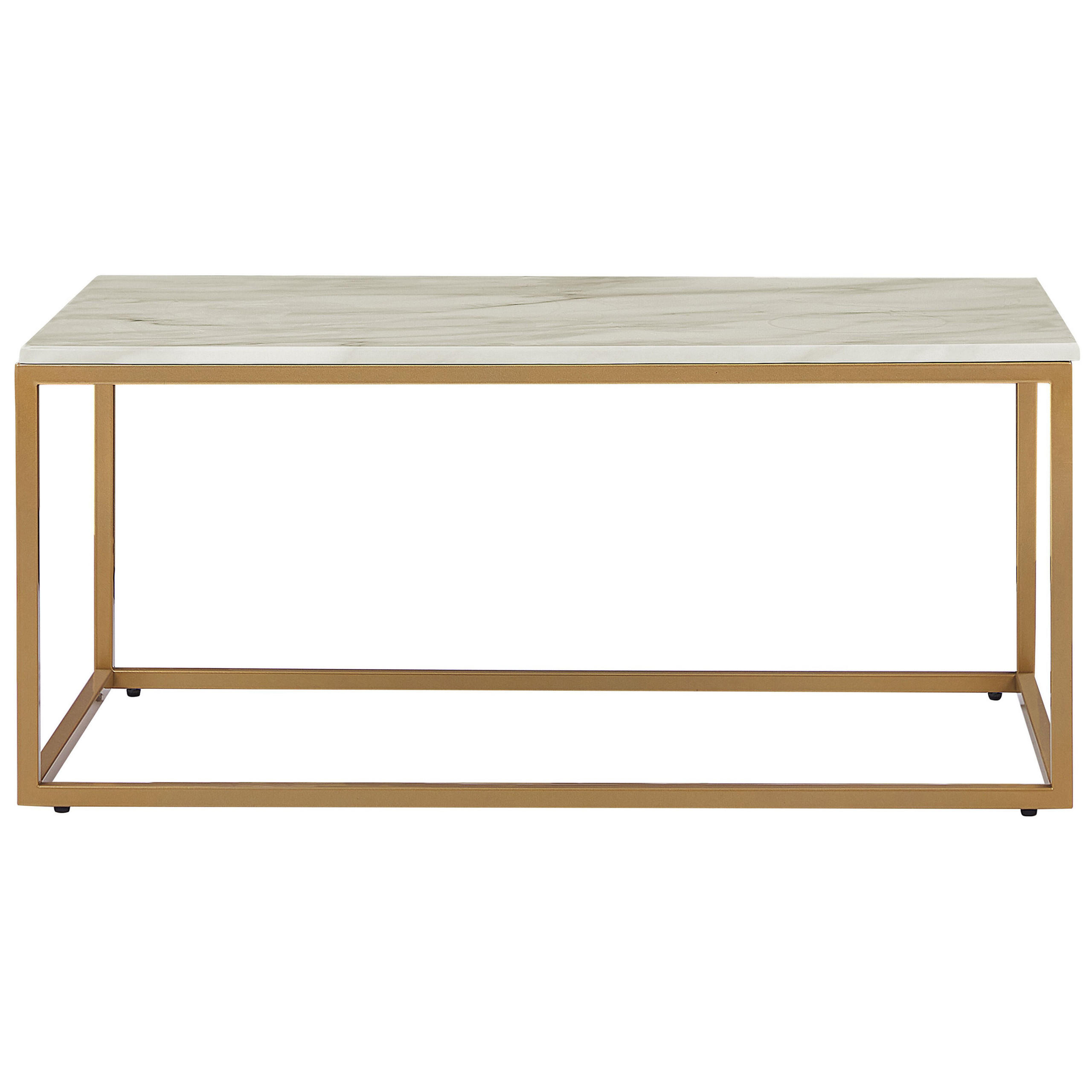 COUCHTISCH Marmor Optik beige/gold rechteckig 60/100 cm Delano - Beige/Goldfarben, Holzwerkstoff (60/100/45cm) - Beliani