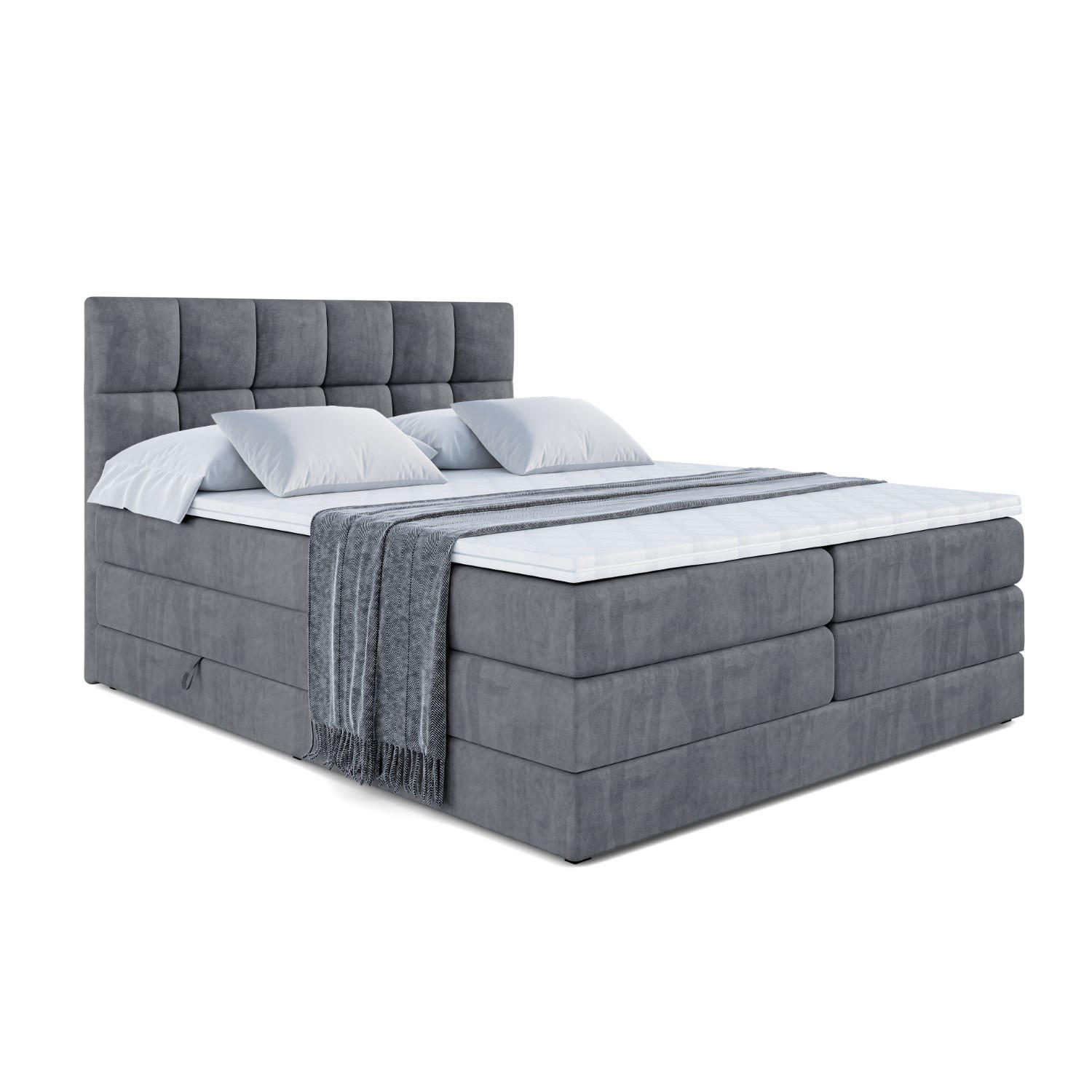 BOXSPRINGBETT RICAR KING - 140x200 - H3/H4 - Dunkelgrau - Dunkelgrau, Holzwerkstoff (140/200cm) - ALTDECOR