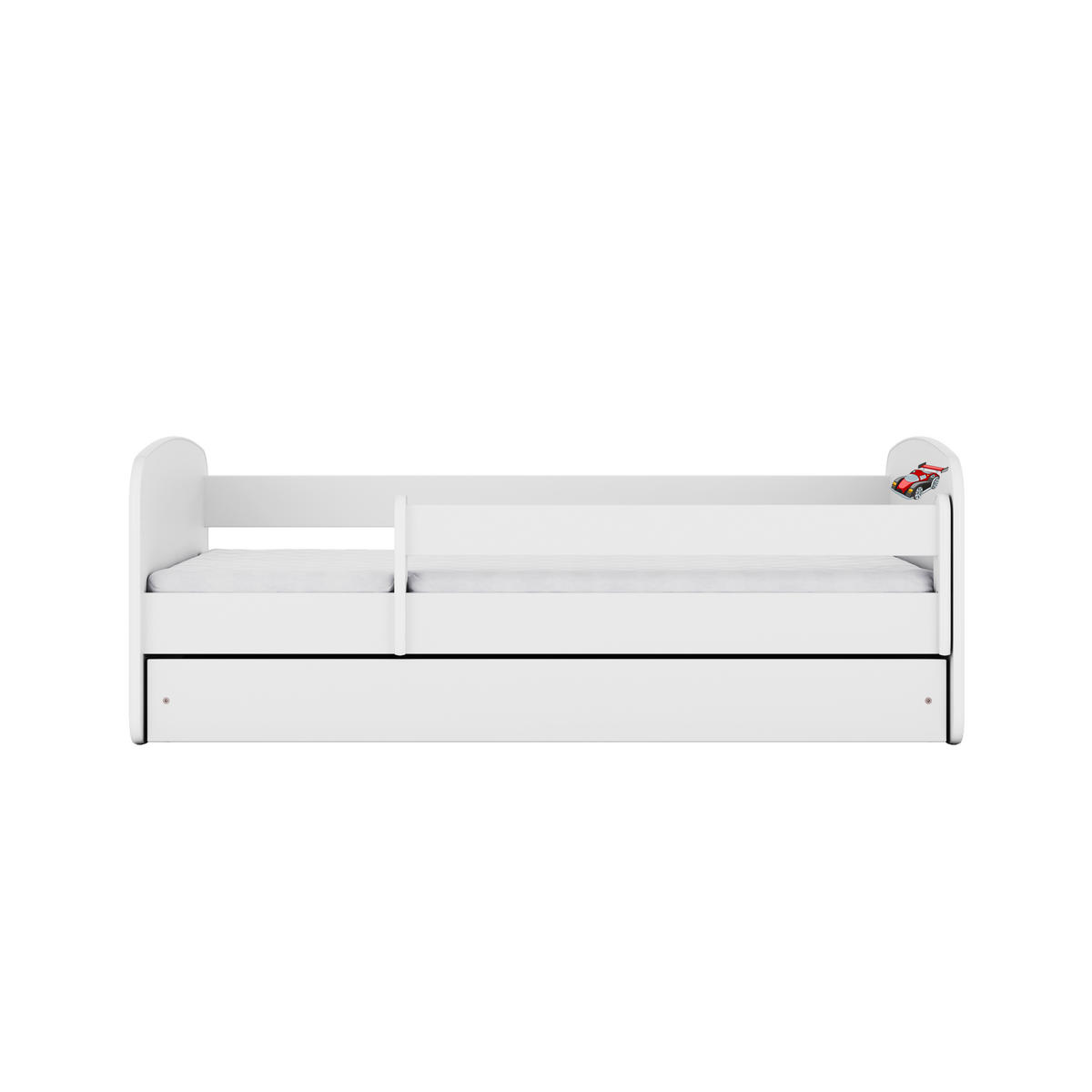 KINDERBETT Rennwagen mit Schublade und Matratze 160/80 - Weiß, Holzwerkstoff (80/160cm) - RAUMHIRSCH FURNITURE