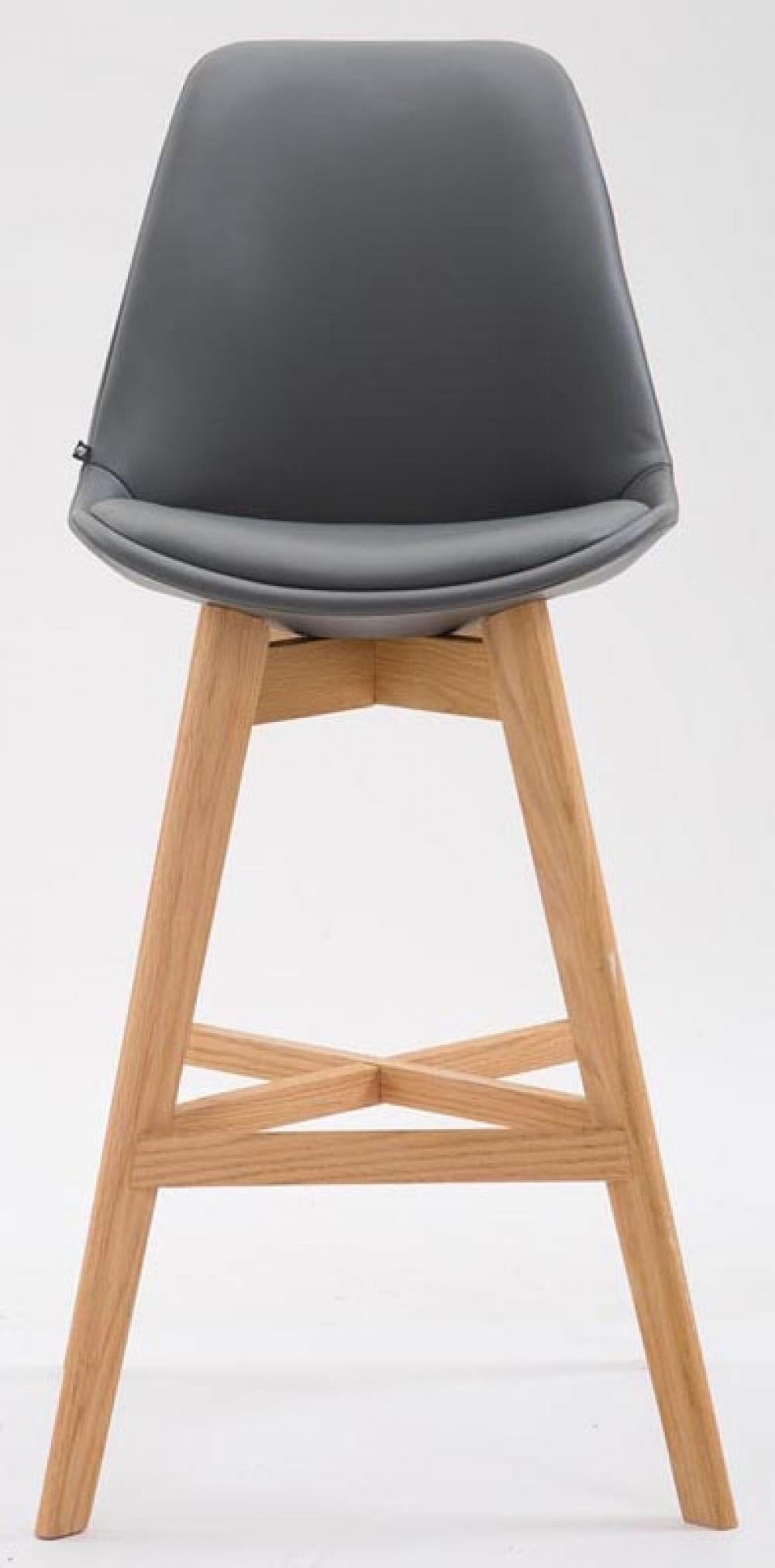 BARHOCKER 2er Set Lederlook grau - Eukalyptusholzfarben/Grau, Holz/Textil (48/112/56cm) - CLP