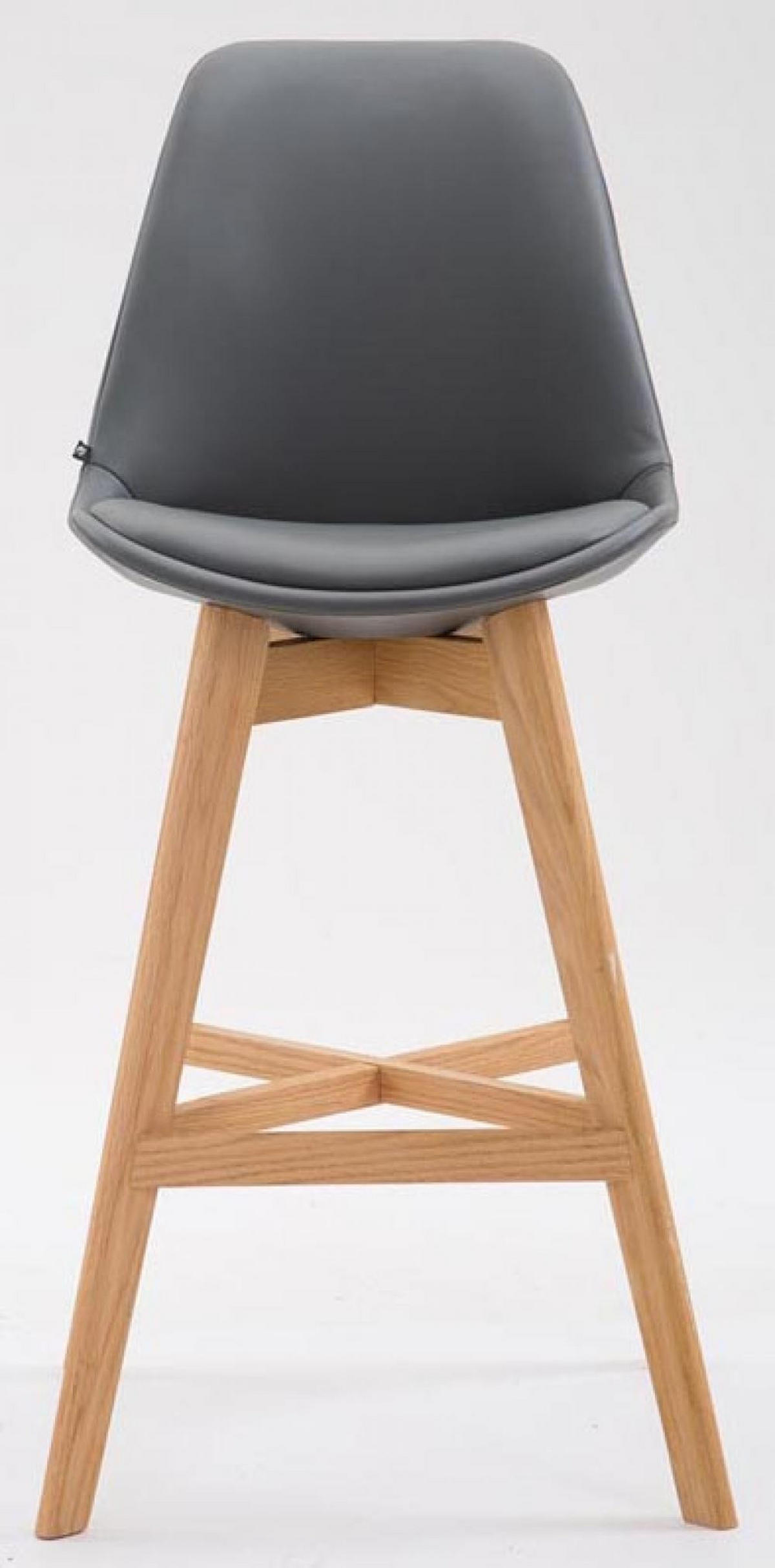 BARHOCKER 2er Set Lederlook grau - Eukalyptusholzfarben/Grau, Holz/Textil (48/112/56cm) - CLP