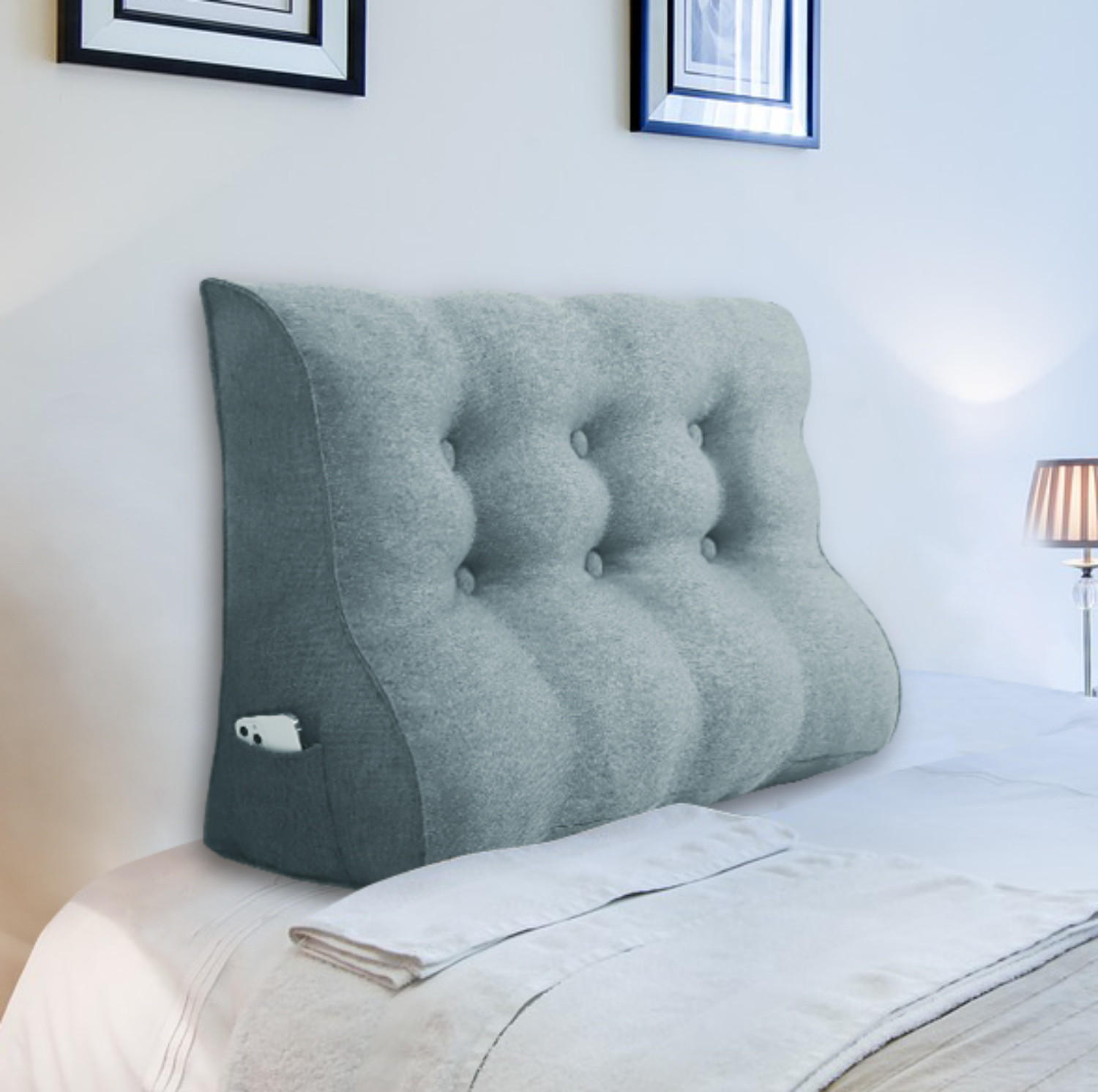 RÜCKENKISSEN Körperkontur Leinenlook Grau 100 cm - Grau, Textil (55/100cm) - Vercart