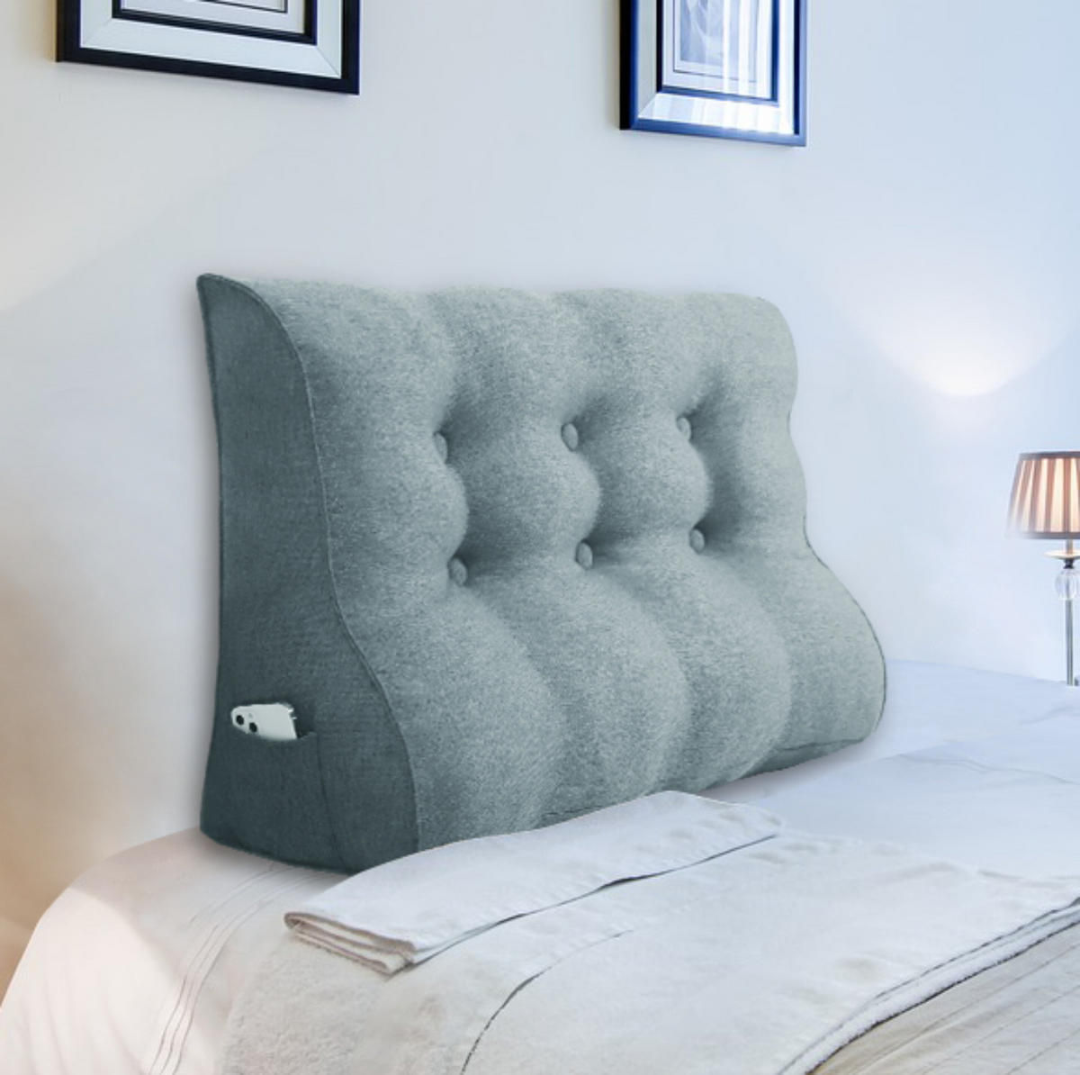 RÜCKENKISSEN Körperkontur Leinenlook Grau 100 cm - Grau, Textil (55/100cm) - Vercart