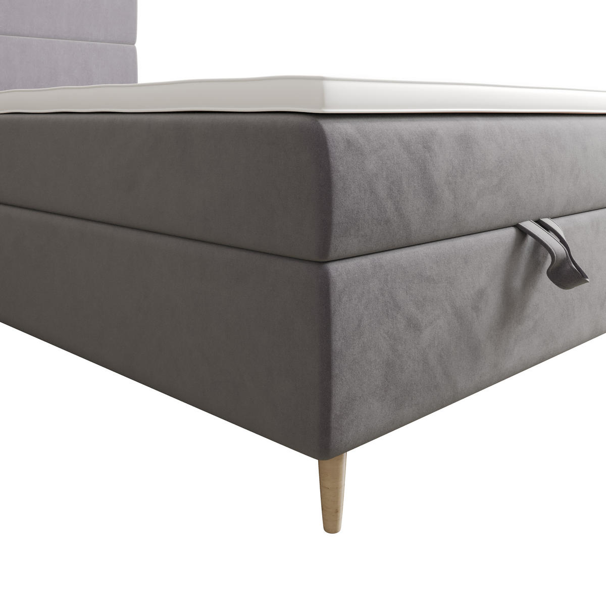 BOXBETT FLO 120x200 Itaka 50, mit Matratze H3, Bonell und Topper, Hellgrau - Hellgrau, Holz/Textil (120/200cm) - Bedante