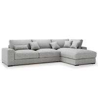 ECKSOFA mit Longchair - Silberfarben/Schwarz, Kunststoff/Textil (340/205cm) - home24