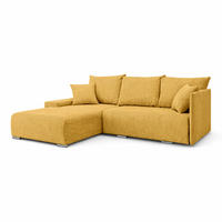 ECKSOFA L-Form Schlaffunktion Livorno Cord-Stoff Gelb Links - Chromfarben/Gelb, Holz/Kunststoff (246/188cm) - Kaiser Möbel
